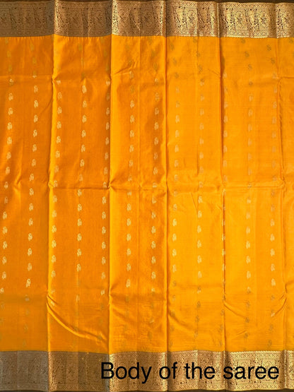 Mustard Pondicherry Pure Silk Saree