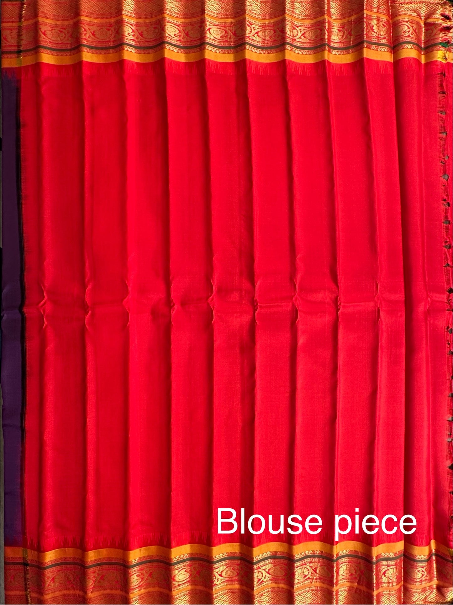 Purple-Red Gadwal Pure Silk Saree