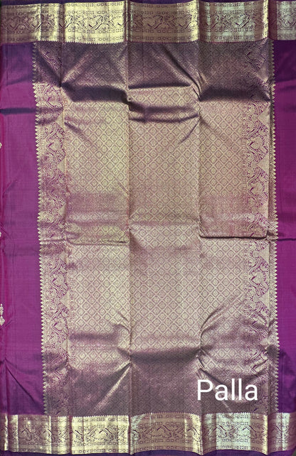 Wine Handloom Kanjivaram Pure Silk Saree