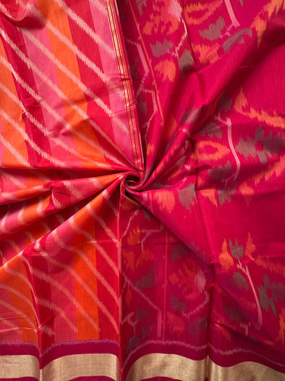 Multi Colour Ikkat Kosa Cotton Silk Saree