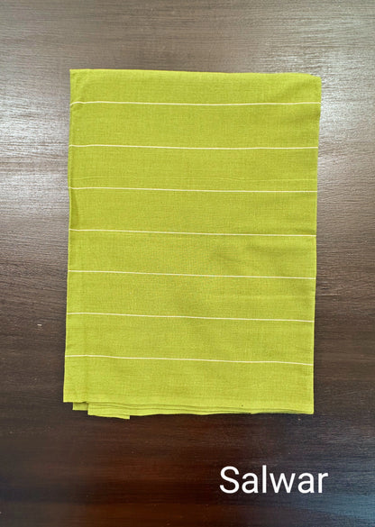Beige- Mehendi Green Mangalgiri Cotton Unstitched 3-Piece Suit