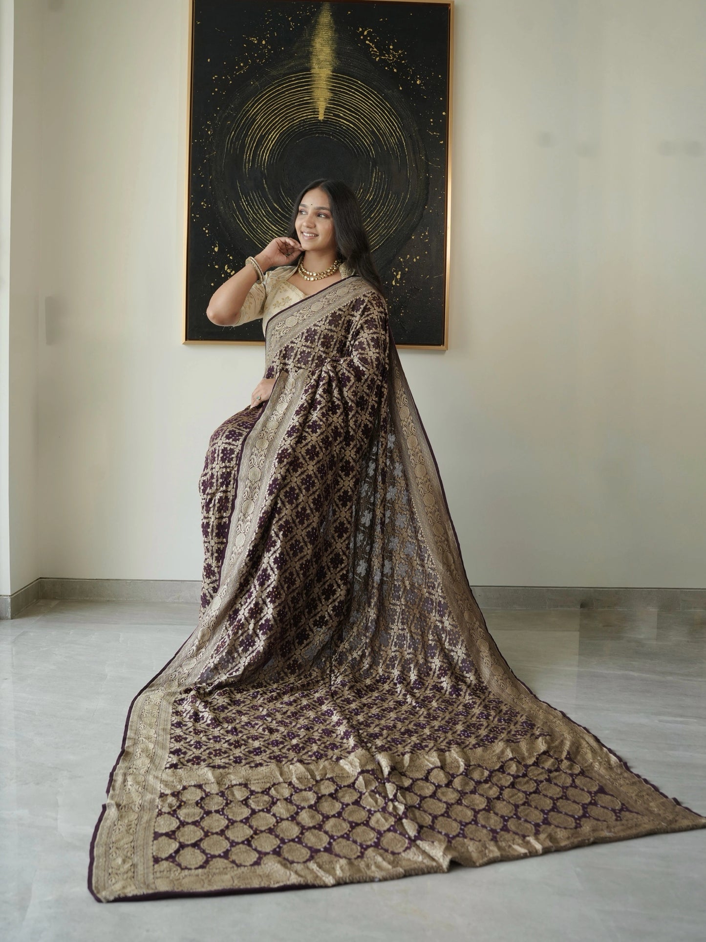 Pure Georgette Gharchola Bandhej Saree