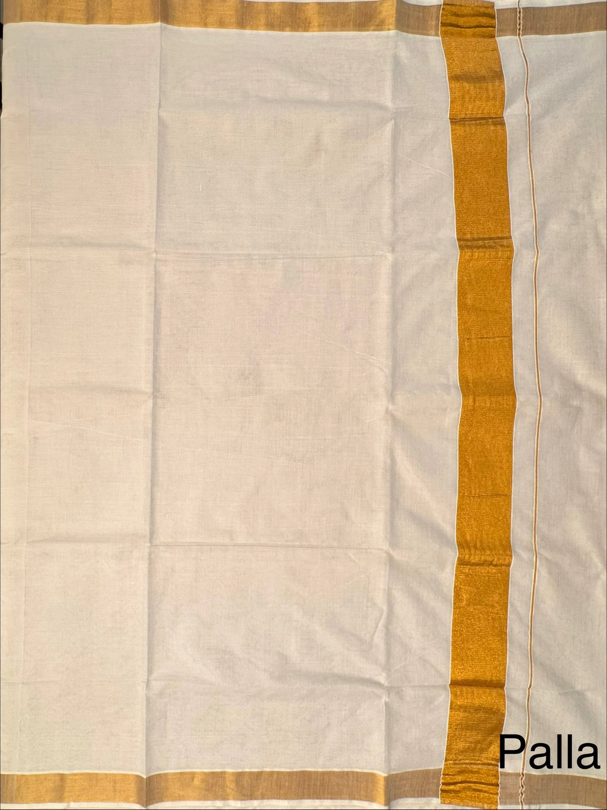 White-Golden Kerala Cotton Saree