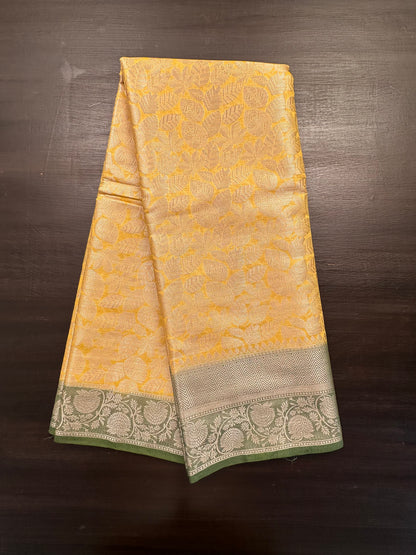 Mustard-Bottle Green Vartika Tissue Saree