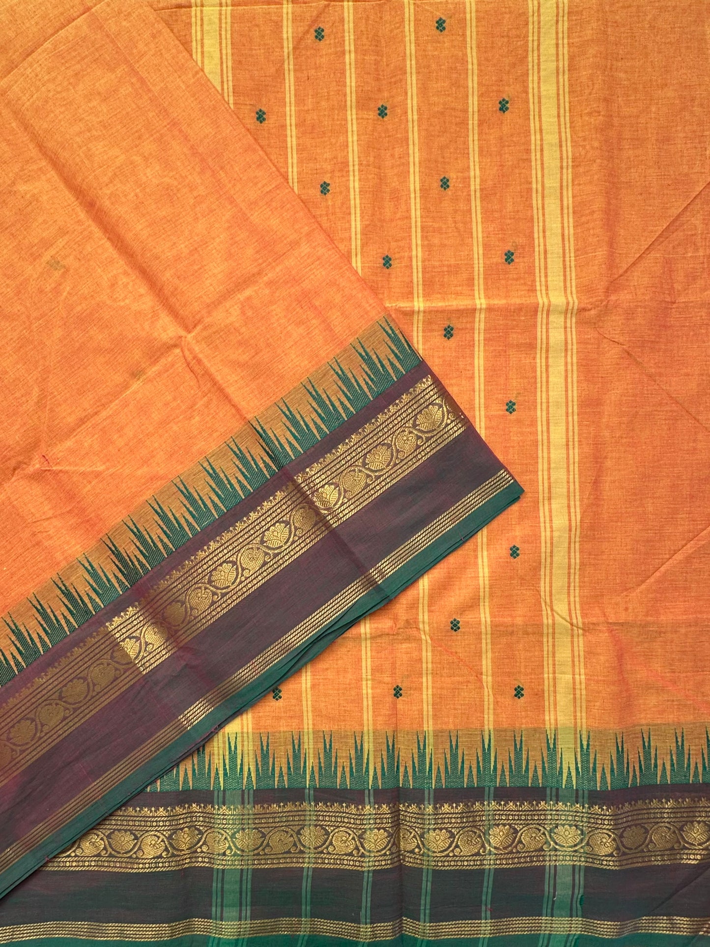 Mustard Narayanpet Cotton Saree