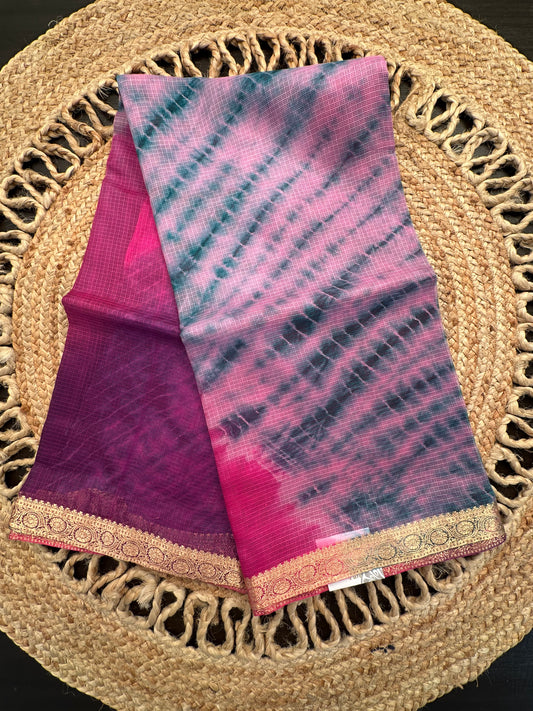 Multi Colour Batik Kota Doria Pure Silk Saree