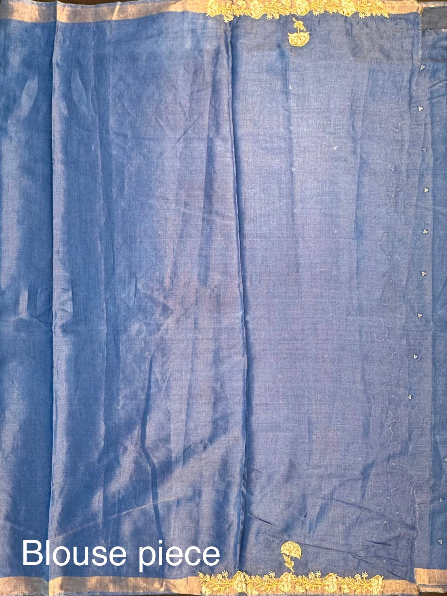 Blue Tussar-Tissue Silk Saree with HandWork