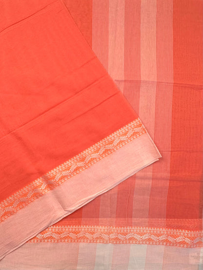 Peach Piku Bengal Cotton Saree
