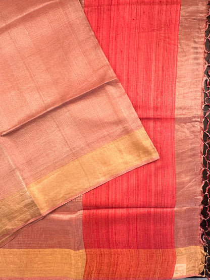 Coral Emboss Pure Tissue Silk Saree