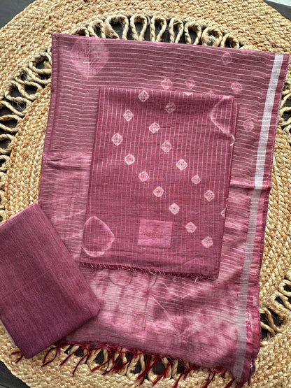 Dusky Pink Kumari Art Cotton 3-Piece Suit