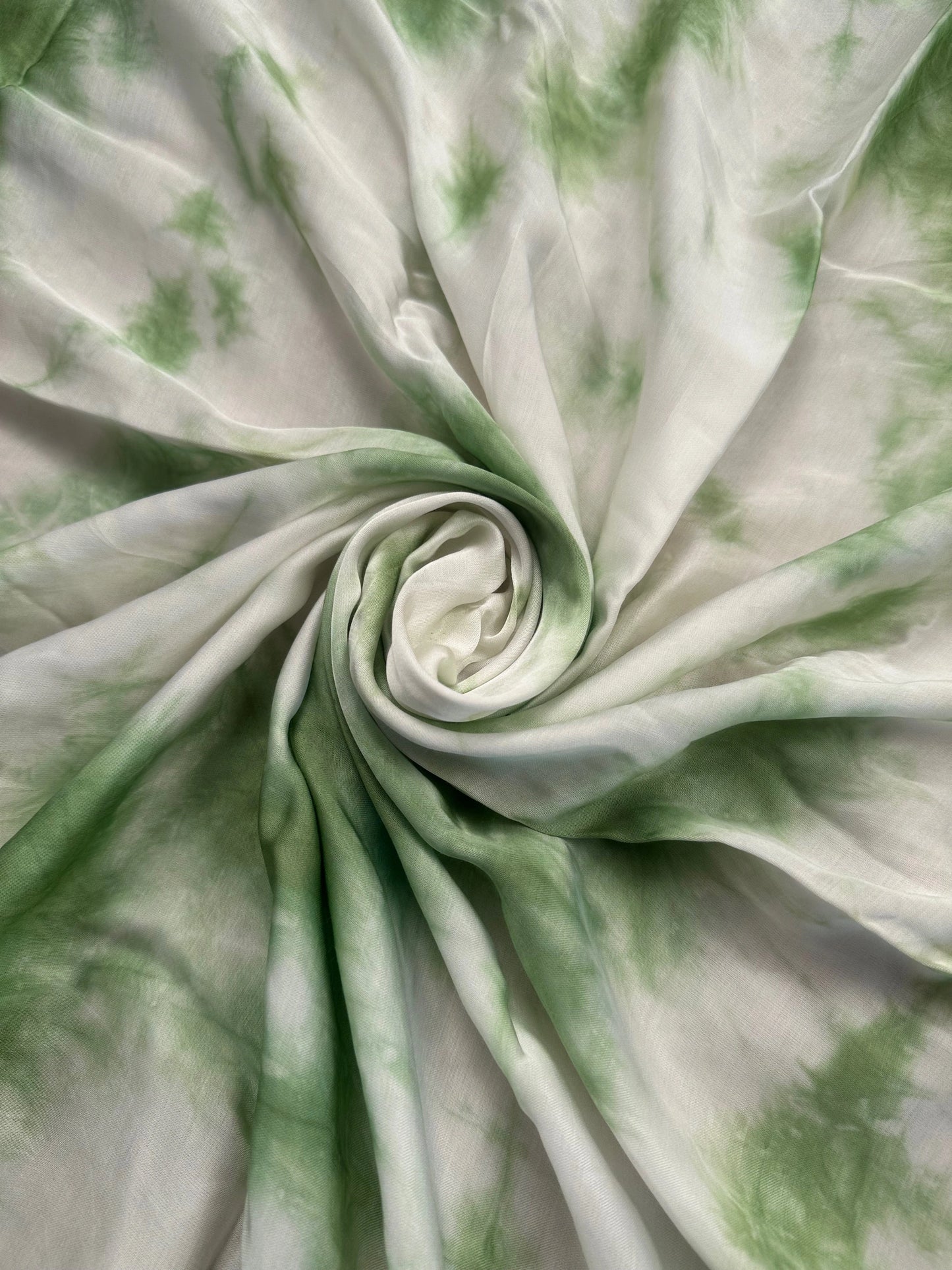 Green Tie-Dye Cotton Satin Fabric
