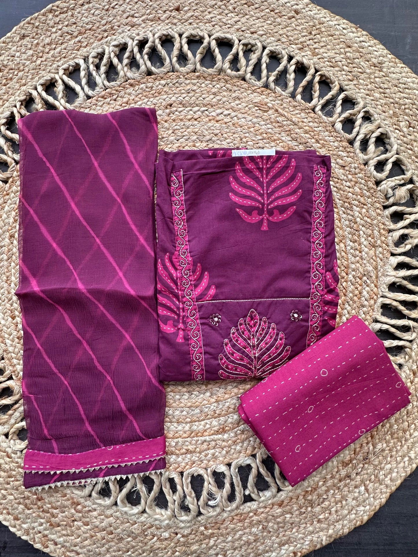 Magenta Rati Printed Pure Cotton Suit
