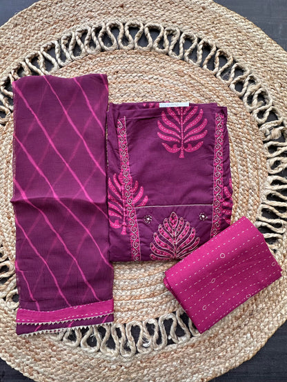 Magenta Rati Printed Pure Cotton Suit