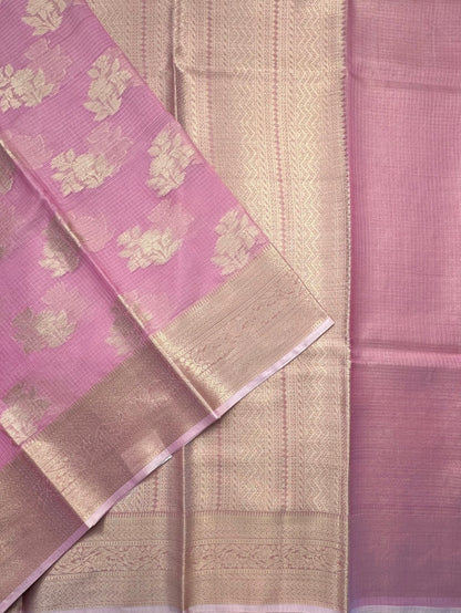 Mauve Arvita Kota Doria Fancy Cotton Saree