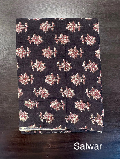 Black Angrakha Printed Cotton 3-Piece Suit