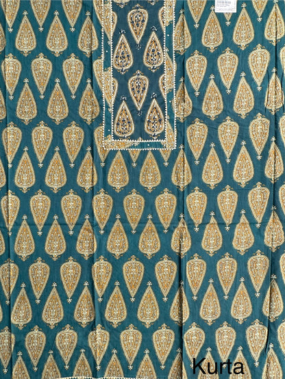 Bottle Green  Printed Pure Cotton Suit