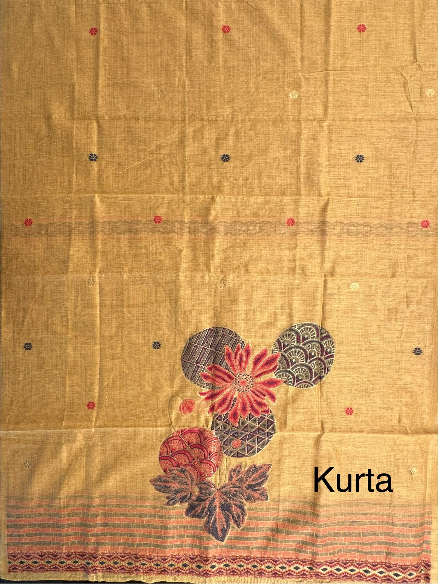 Mustard Jamdani Cotton 3-Piece Suit