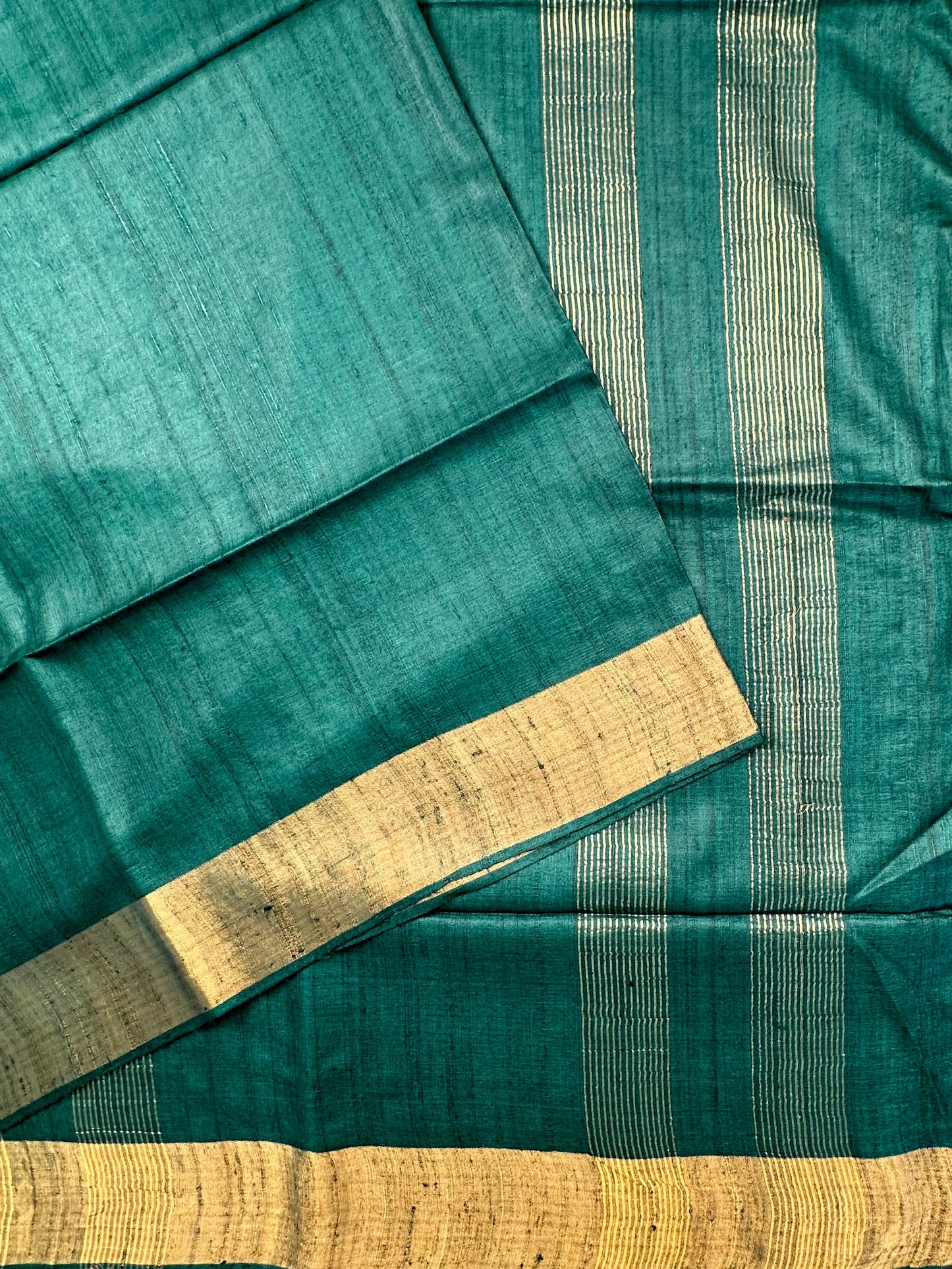Rama Green Pure Tussar Silk Saree