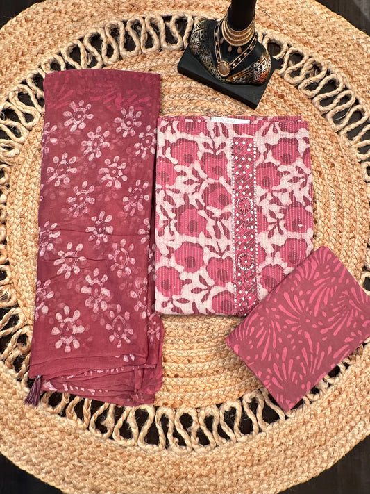 Dusky Pink Pure Cotton 3-Piece Unstitched Suit
