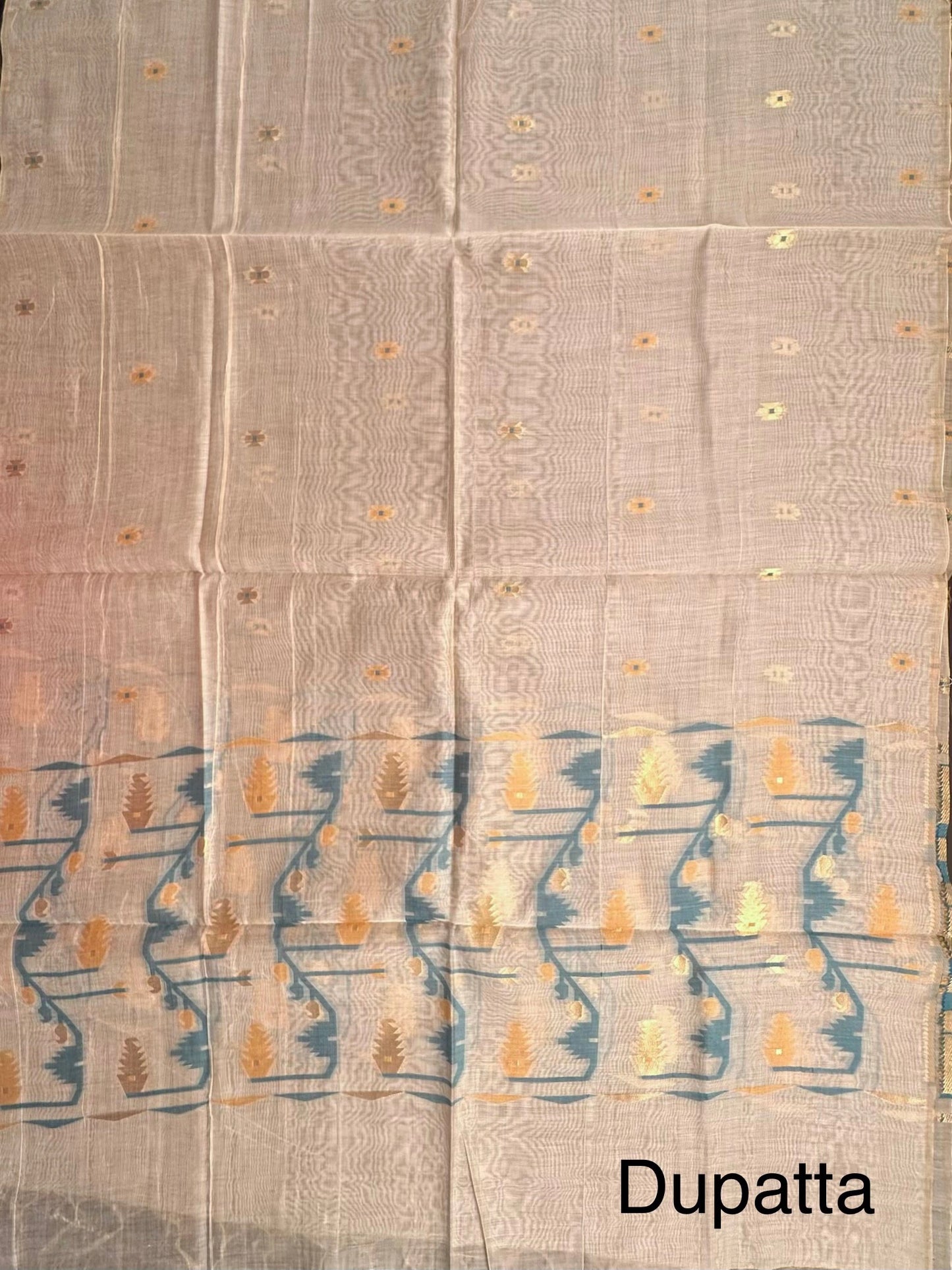 Blue Jacquard 3-piece Unstitched Cotton Suit