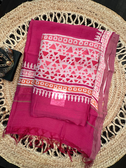 Rani Trisha Printed Chanderi 3-Piece Unstitched Suit