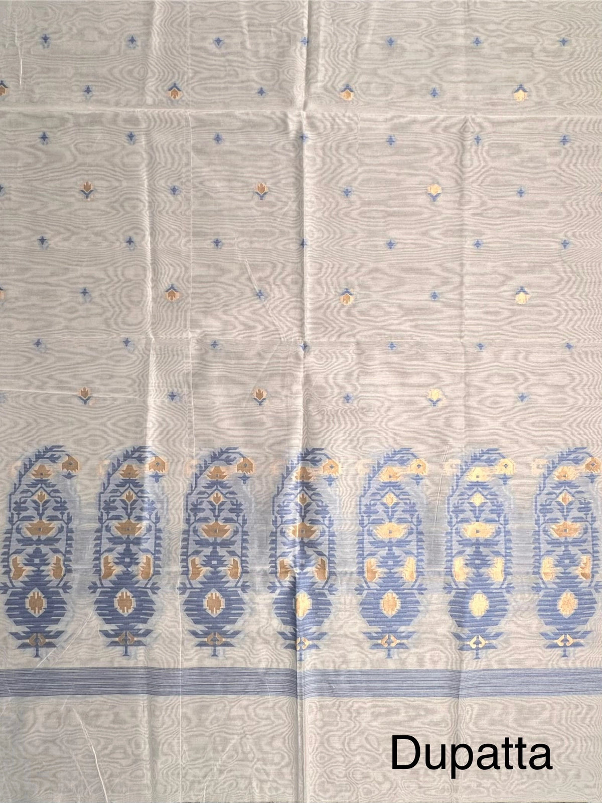 Sky Blue Jacquard 3-piece Unstitched Cotton Suit