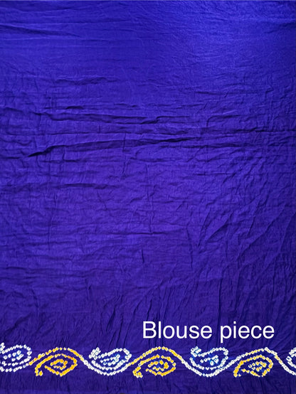 Firozi-Blue Gharchola Bandhej Gajji Silk Saree
