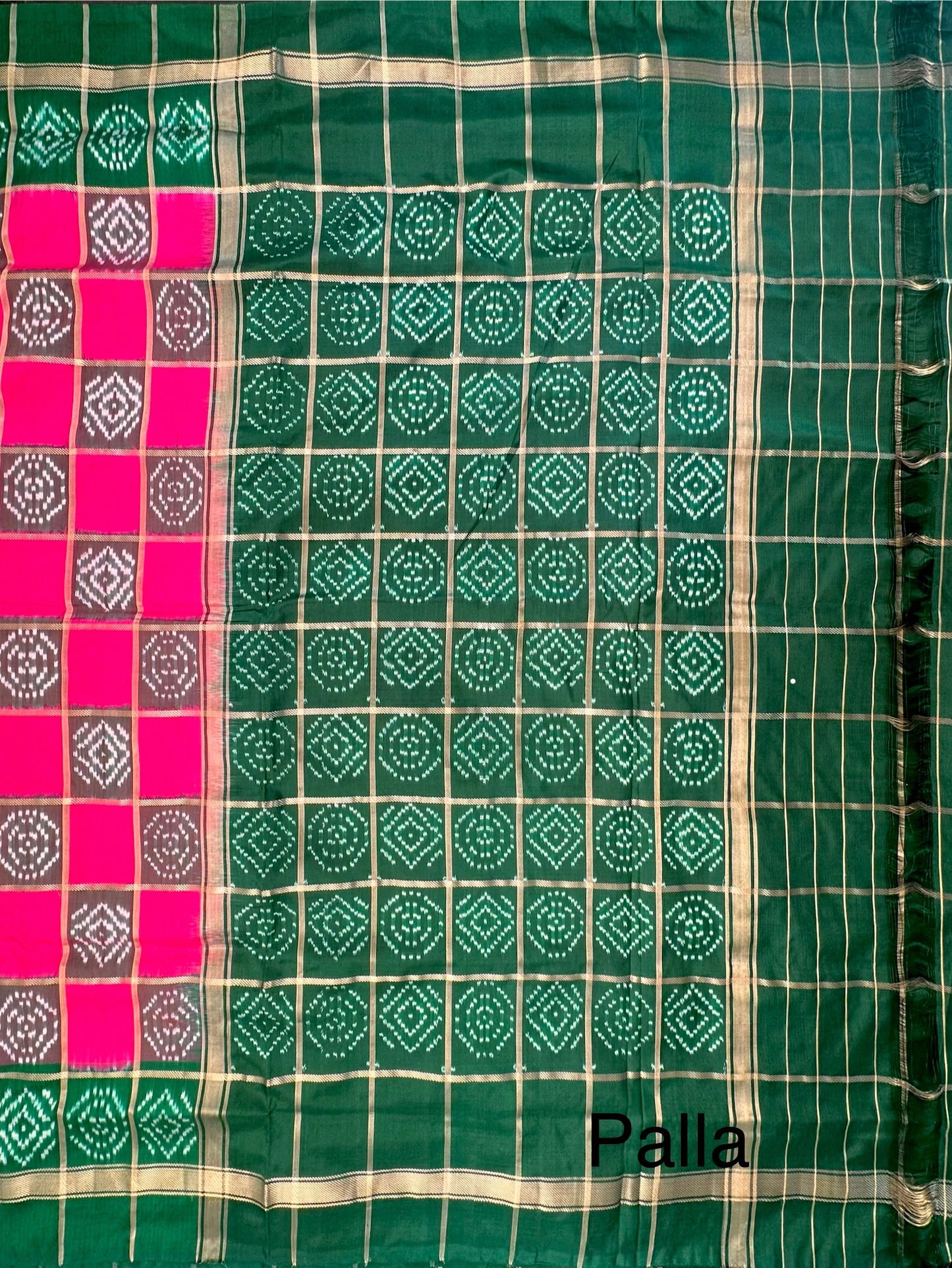 Rani- Bottle Green Patola Pure Silk Saree