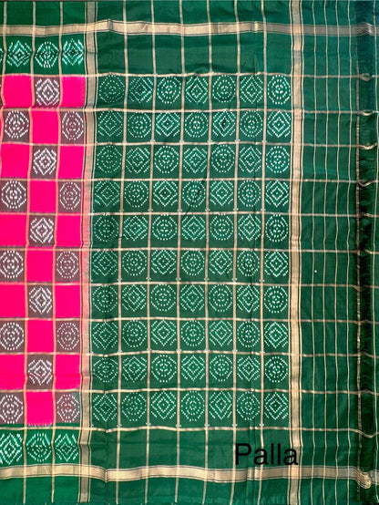 Rani- Bottle Green Patola Pure Silk Saree