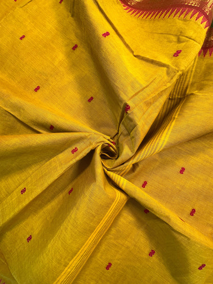 Mustard Narayanpet Cotton Saree
