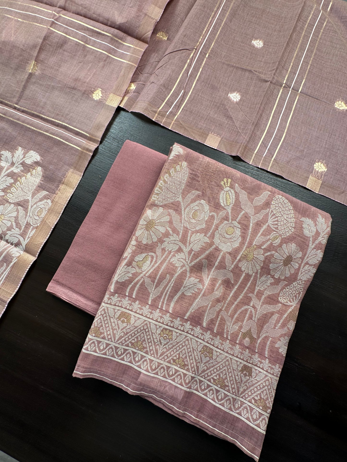 Dusky Pink Fancy Cotton 3-Piece Suit