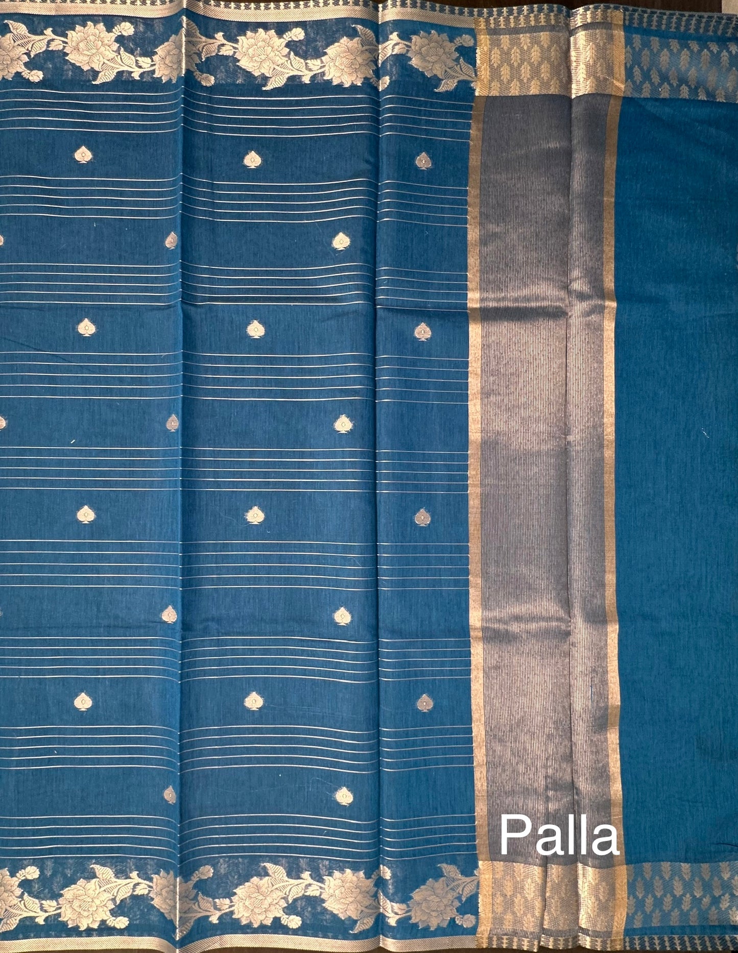 Blue Chanderi Cotton Saree