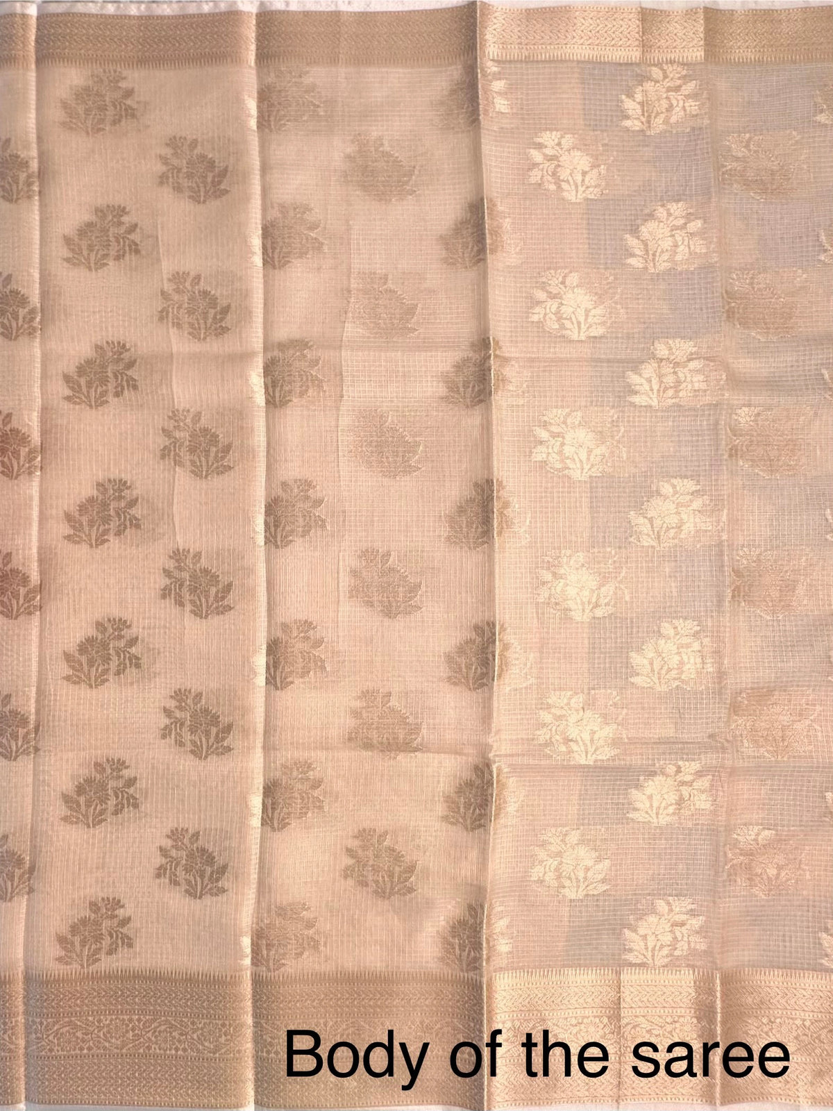 Beige Arvita Kota Doria Fancy Cotton Saree