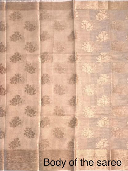 Beige Arvita Kota Doria Fancy Cotton Saree