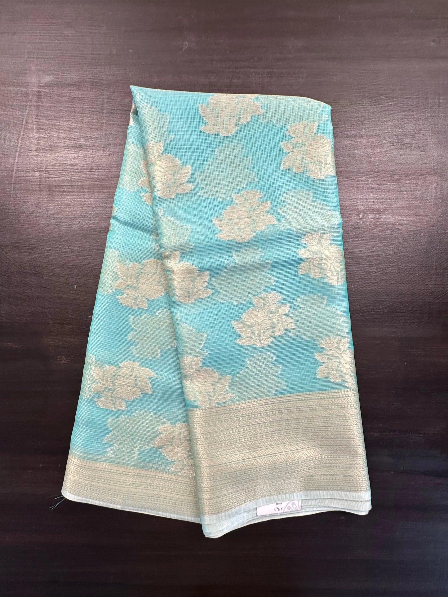 Sea Green Arvita Kota Doria Fancy Cotton Saree