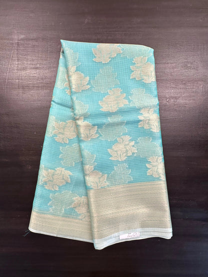 Sea Green Arvita Kota Doria Fancy Cotton Saree