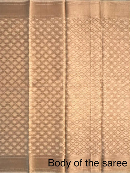 Golden Beige Fancy Cotton Supernet Saree