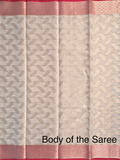 Cream Kota Doria Fancy Cotton Saree