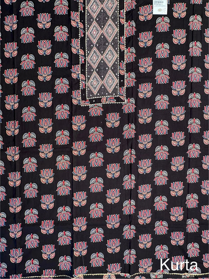 Black Printed Pure Cotton Suit