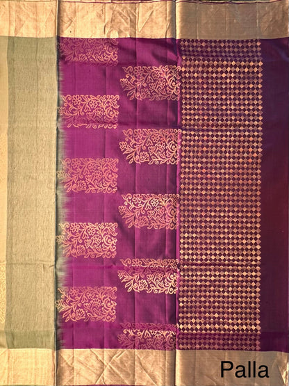 Mehendi Green-Purple Tiruchirapalli Pure Soft Silk Saree