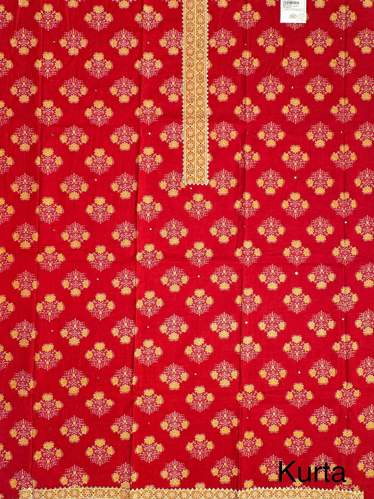 Red Jaipuri Necktie Cotton 3-Piece Suit