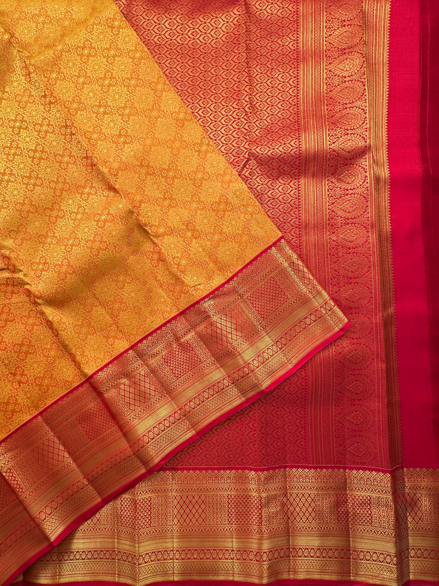 Mustard Handloom Kanjivaram Pure Silk Saree