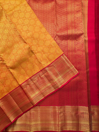 Mustard Handloom Kanjivaram Pure Silk Saree