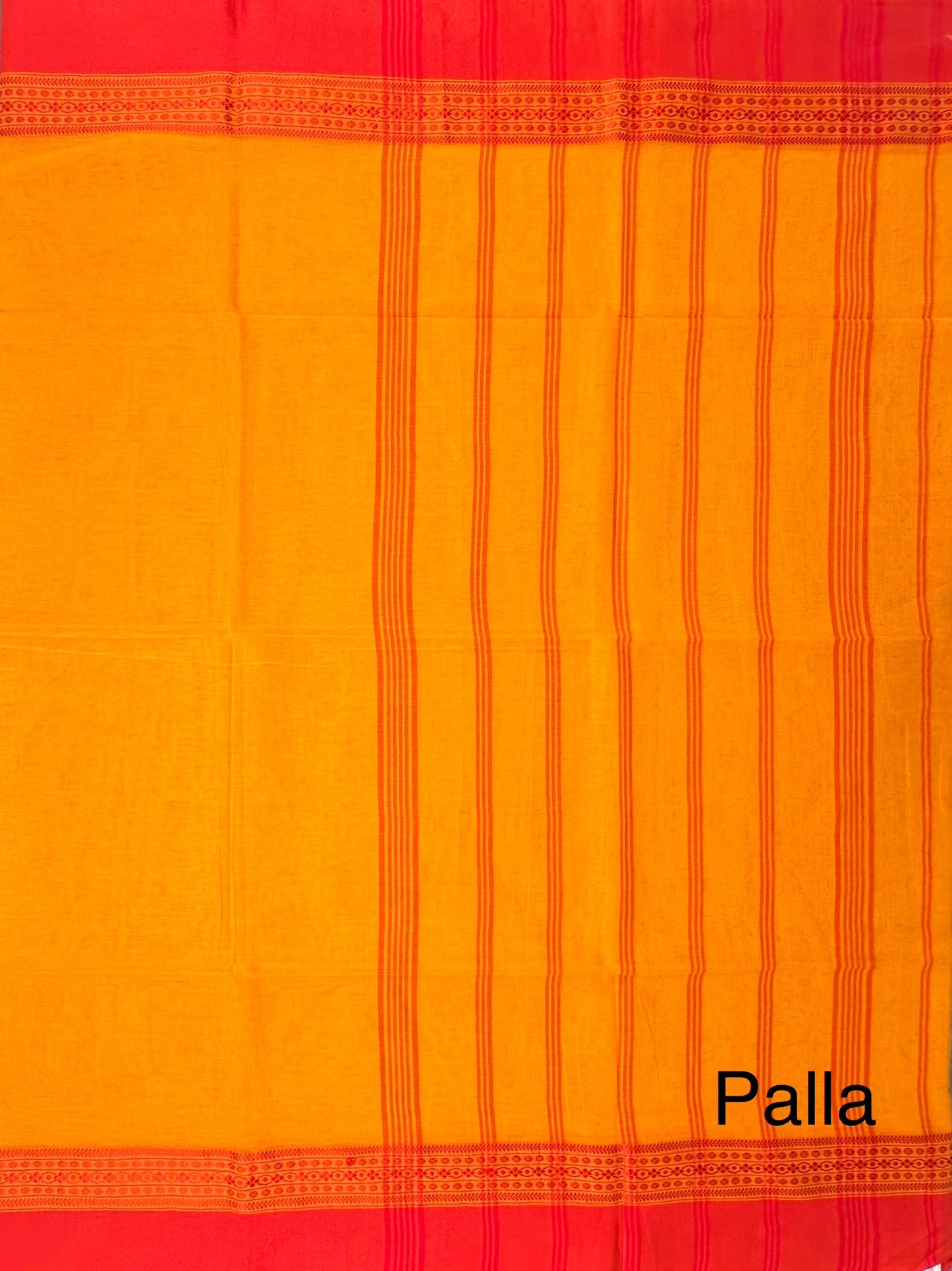 Mustard-Red Piku Bengal Cotton Saree