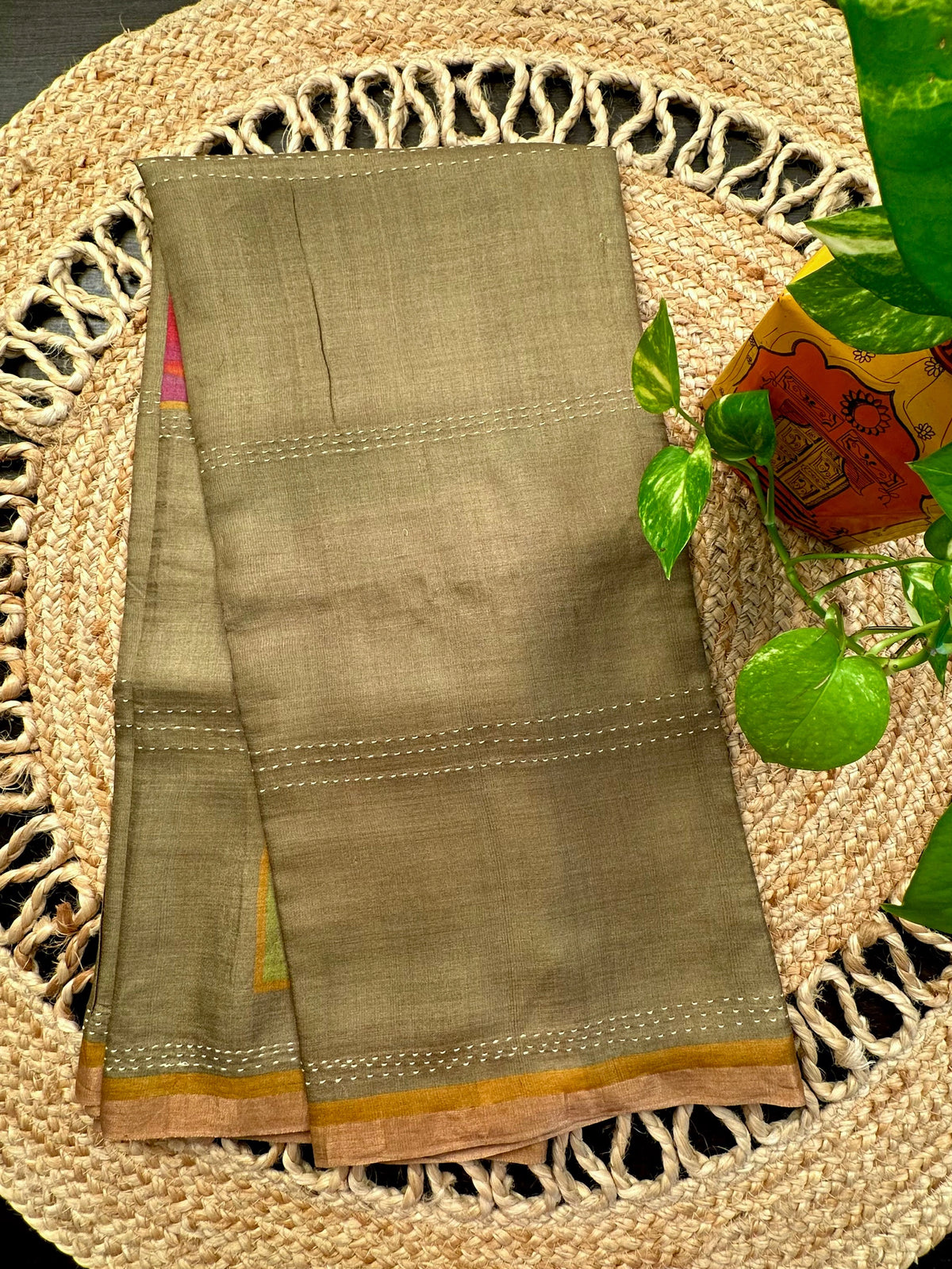 Mehendi Green Pure Tussar Silk Saree