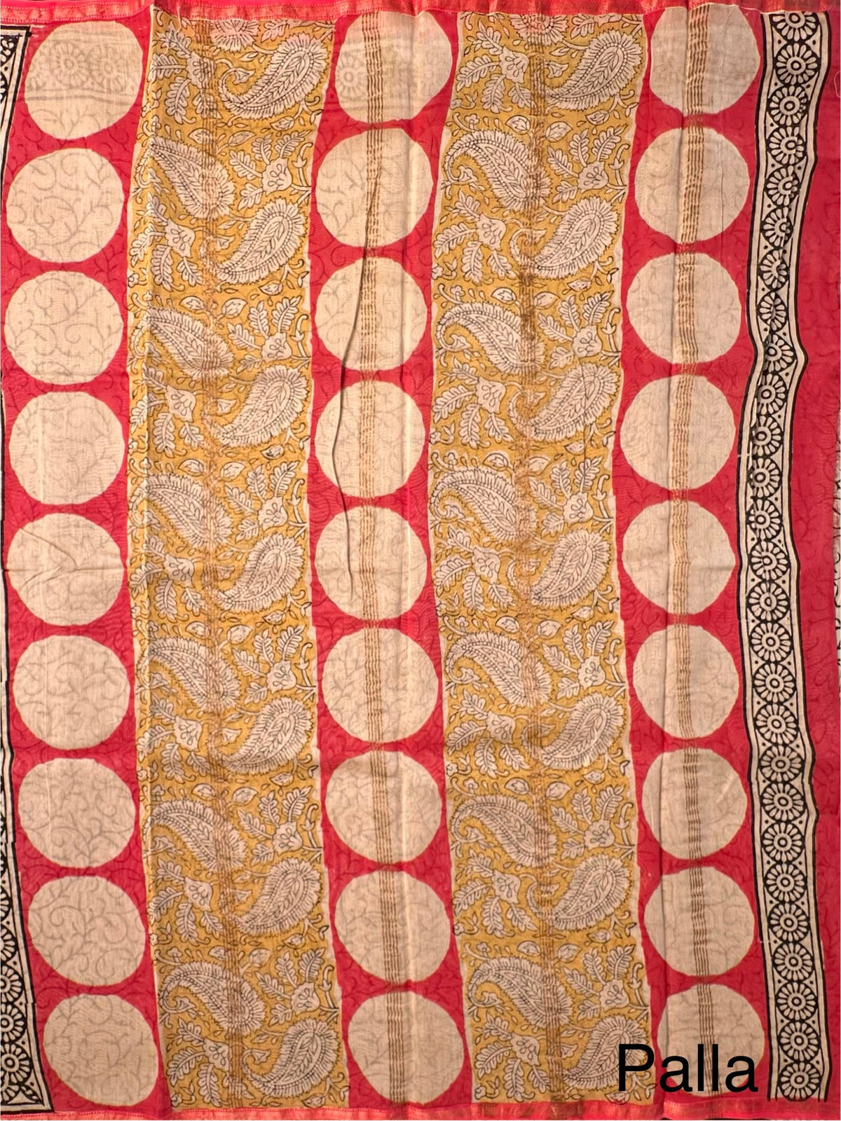 Mustard Chanderi Saree with Hand Block Print