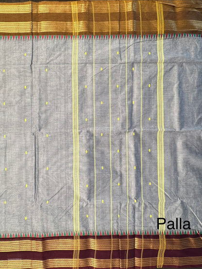 Grey Narayanpet Cotton Saree