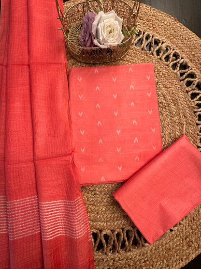 Coral Pink Salem Art Cotton 3-Piece Suit