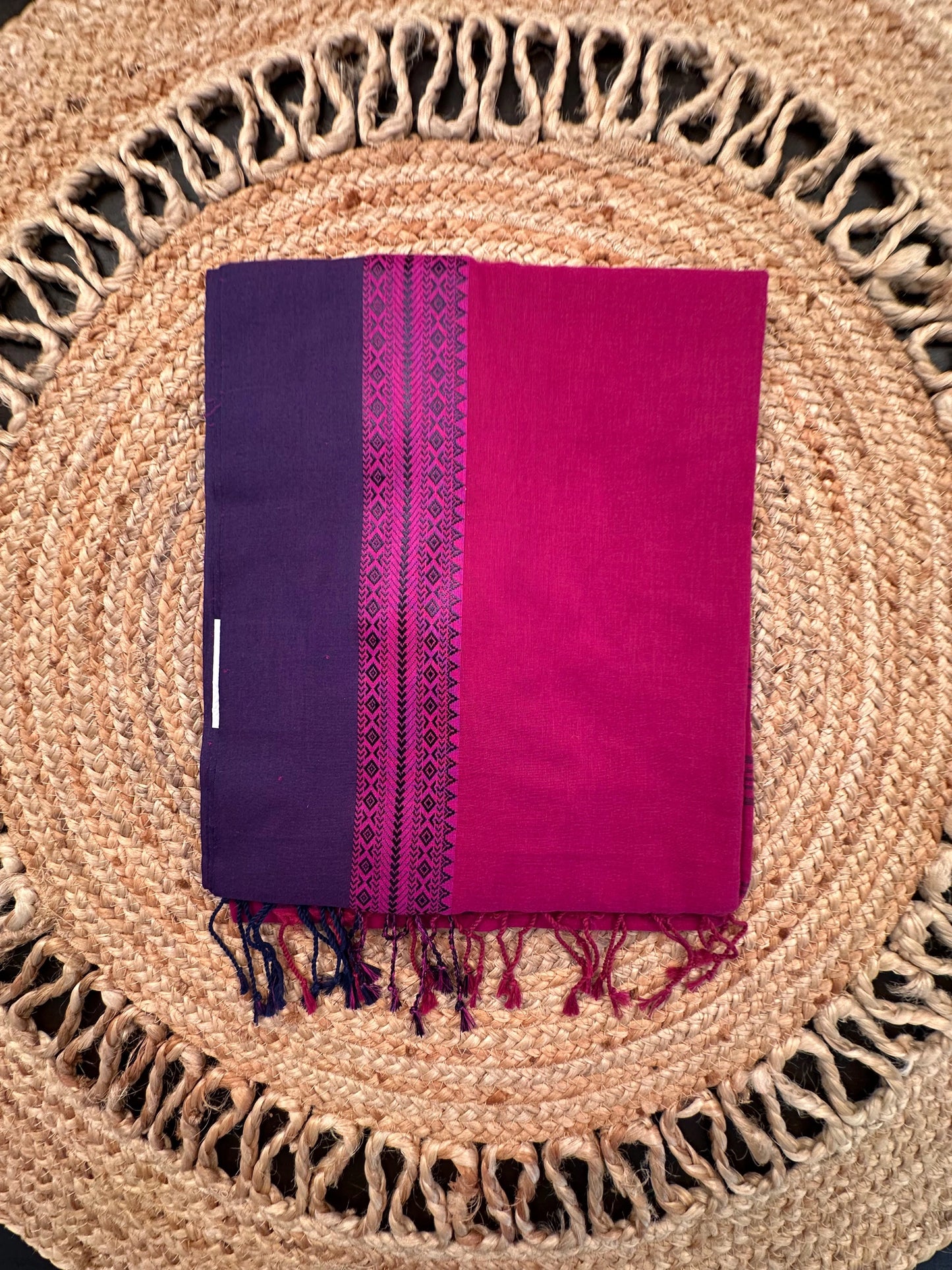 Magenta-Purple Piku Bengal Cotton Saree