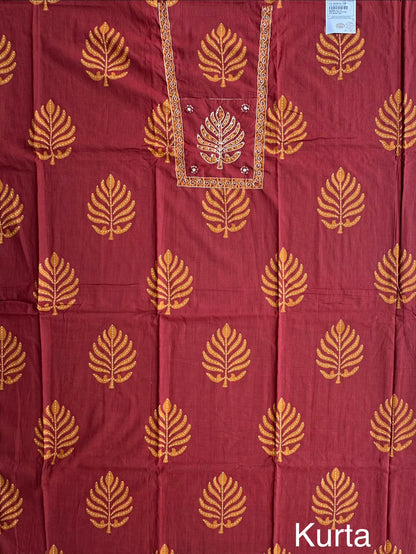Rust Printed Rati Pure Cotton Suit